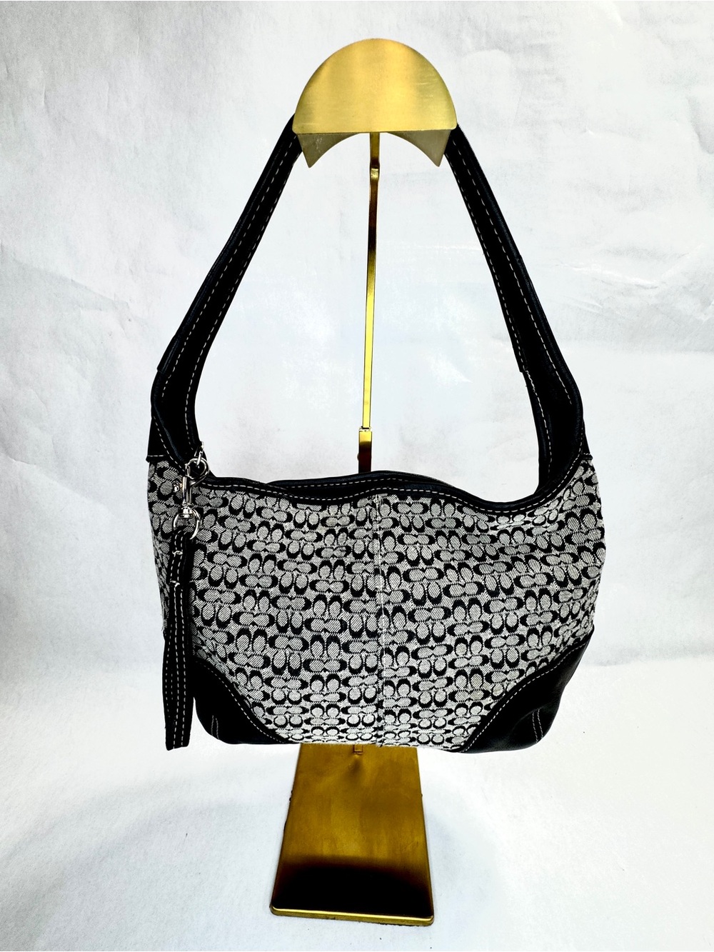Coach 9956 Signature Jacquard Navy Shoulder Hobo Bag